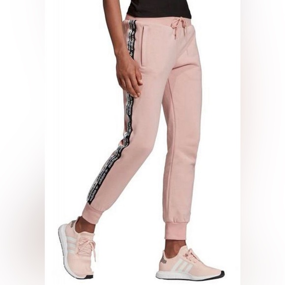 Adidas Light Pink Cuffed Joggers - Picture 4 of 9